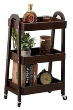 3 Tier Rolling Craft Cart Slim Rolling Storage Cart Wooden Cart on Wheels Black