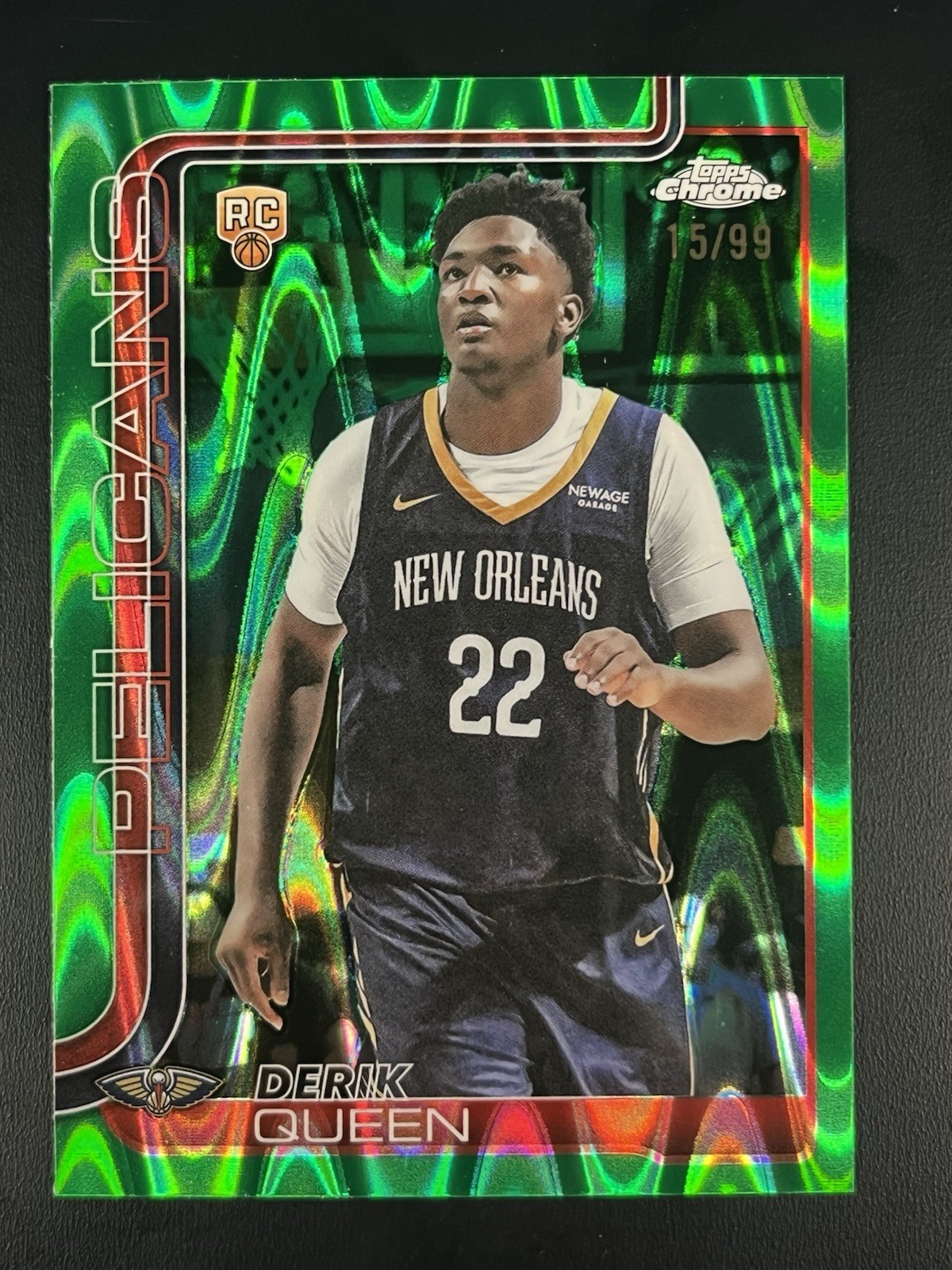 2025-26 Topps Chrome - Derik Queen #263 Green RayWave Refractor /99 (RC)