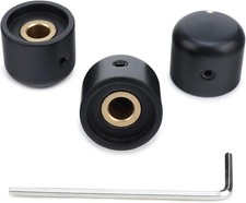 3 Pcs Ebony Electric Guitar Volume Tone Knobs with 6mm 15/64" Brass Hole New