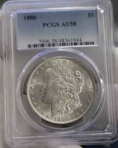 1880 US Morgan Silver Dollar $1 PCGS AU 58