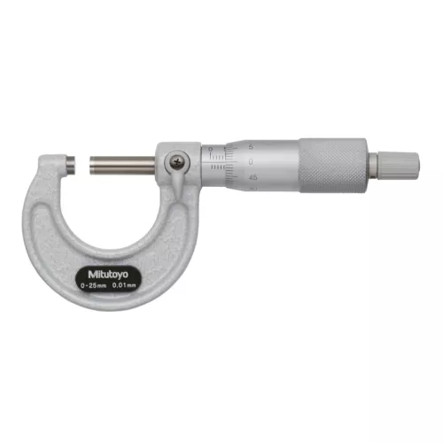 Mitutoyo 103-137 Outside Micrometer, Baked-enamel Finish, 0-25mm Range, 0.01mm