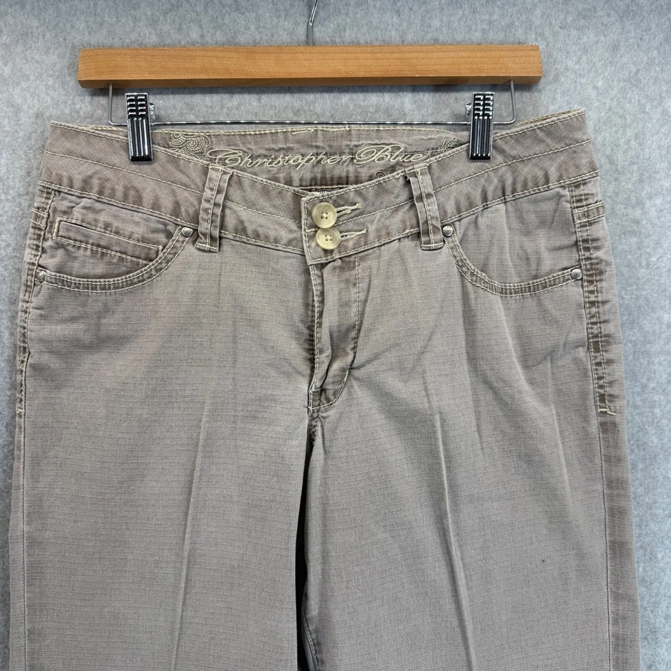 Женские брюки-капри Christopher синие укороченные желтовато-коричневые коричневые бежевые повседневные размер 10 - Изображение 4 из 4