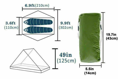 3F UL GEAR Lanshan2 Ultralight 2 Personen Wild Camping Zelt leicht weiß NEU - Bild 4 von 9