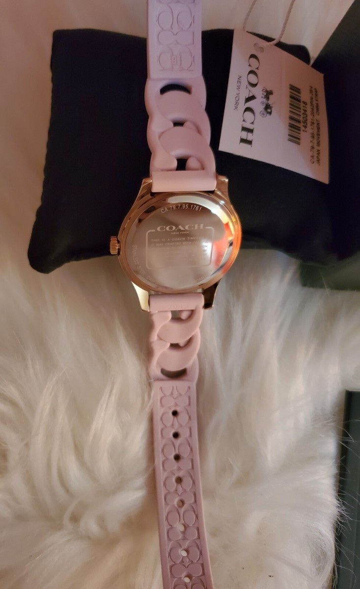Coach Women's Maddy Watch 34mm Rubber Strap in Blush Pink NWT