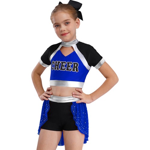 Girls Uniform Cheer Leader Outfit Sports Set Competition Tops Cheerleading Mini - Picture 20 of 47