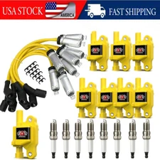 High Performance Ignition Coil + Spark Plug & Wire For Chevy GMC 5.3L 6.2L UF413