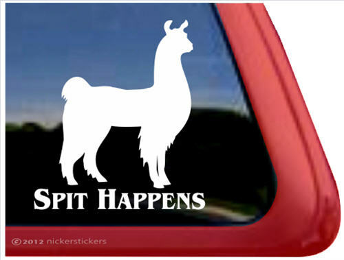 Spit Happens | Llama High Performance Vinyl Window Decal Sticker - Picture 1 of 3