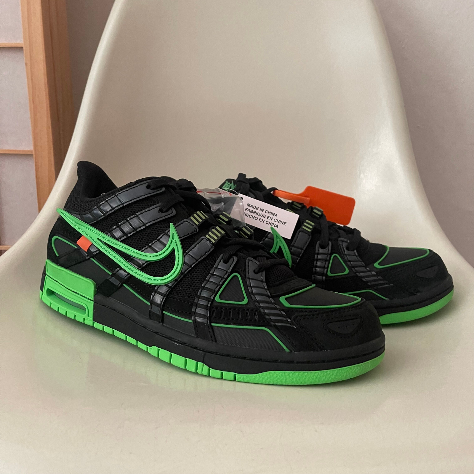 OFF WHITE X NIKE NIKE AIR x OFF WHITE gomma Dunk bassa nero verde taglia 9 5 Virgil Abloh RARA NUOVA