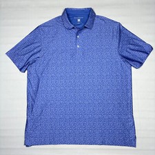 Hickey Freeman Blue Fish All-Over Print Performance Golf Polo Shirt Mens XL