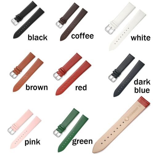 8mm-22mm Ultra Thin Watch Strap Watch Band Flat Leather - Picture 4 of 20