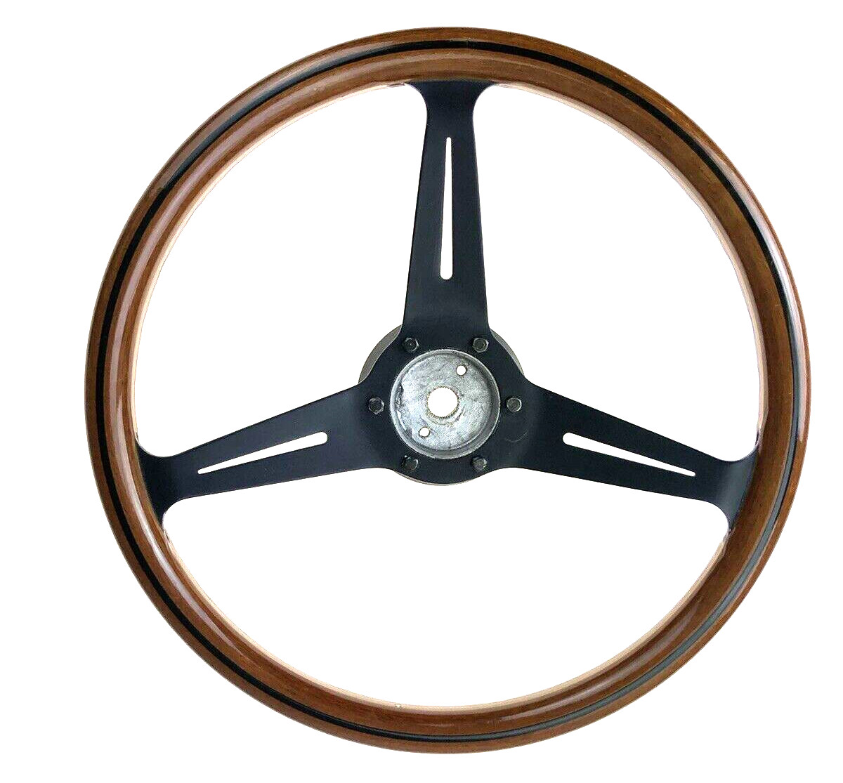 VINTAGE NARDI 360MM STEERING WHEEL Mahogany Black Spoke and Maserati Biturbo Hub