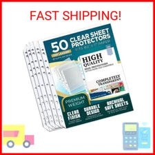 Sheet Protectors for 3 Ring Binder, 50 Pack Premium Clear Page Protector 8.5 x 1