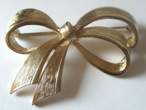 Grande Broche Barrette Nœud Couleur Or - Bijou Vintage élégant - Parfait état