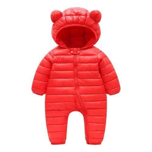 Baby Boys Girls Light Down With Ear Hooded Overalls Romper Outdoor Jumpsuit - Picture 15 of 16