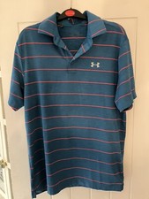 Under Armour Playoff blau rosa gestreiftes Polo Golf Shirt (Medium)