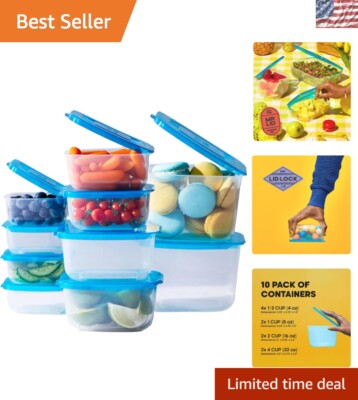Clear Food Storage Containers with Attached Lids - 10-Pack for Easy Organization