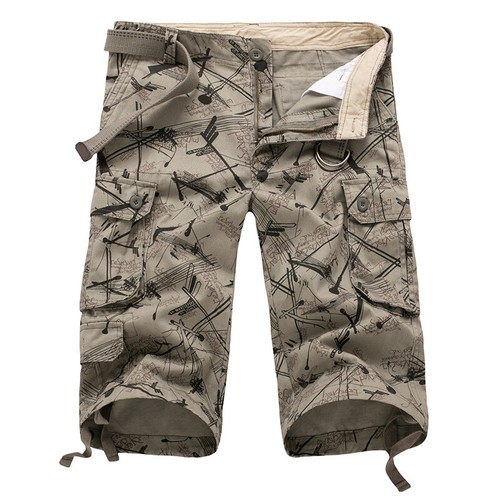 Pantalones cortos de carga para hombre impresos digitalmente debajo de la rodilla varios bolsillos viaje recto - Imagen 3 de 24