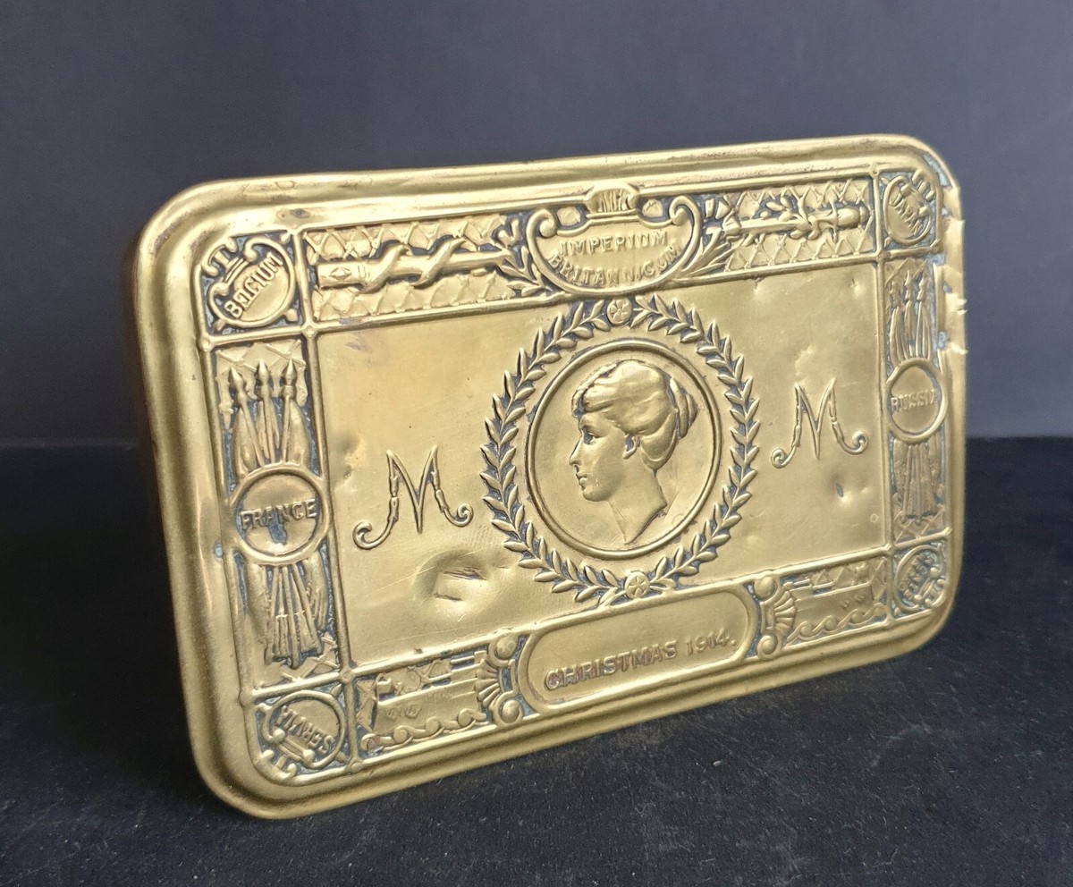 WW1 British Princess Mary Brass Xmas 1914 Gift Tin for The Troops