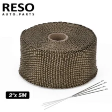 2"x16FT Titanium Exhaust Header Pipe Heat Wrap Tape W/ 4 Ties Protection Roll