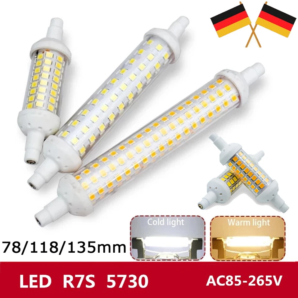 R7S LED Leuchtmittel Halogenstab Brenner Fluter Strahler Birne Ersatz 78/135mm - Bild 3 von 4