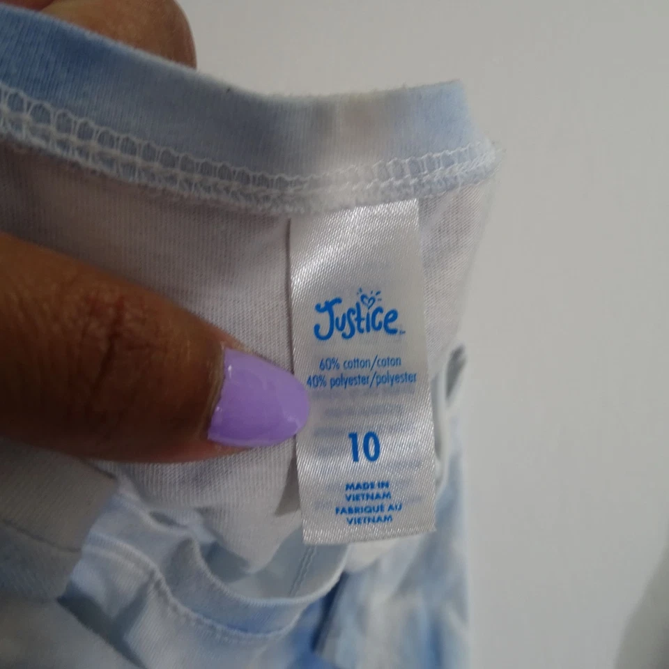 Lot of 4 Justice Shirt Daisy Leggings Neon Shorts Denim Skirt Girls Sizes M 10 - Image 4 of 4