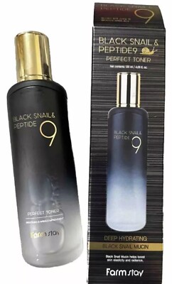 Farmstay Black Snail Peptide 9 Perfect Toner 4.05oz Deep Hydrating NIB