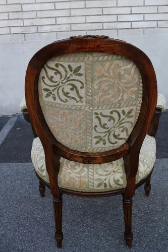 19th C. French Louis Style Walnut Carved Side, End, Accent Armchair - Picture 5 of 7
