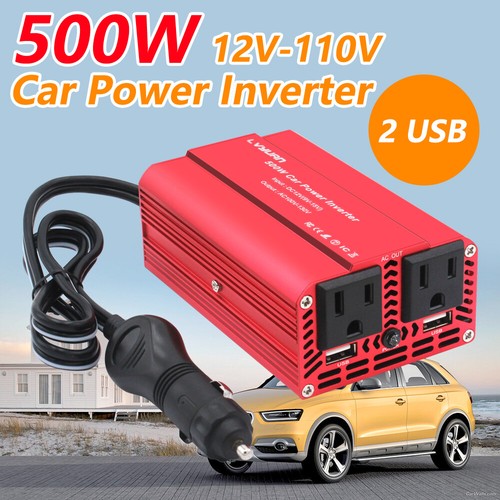500W Car Power Inverter DC 12V to AC 110V 120V Converter With 2USB 2AC
