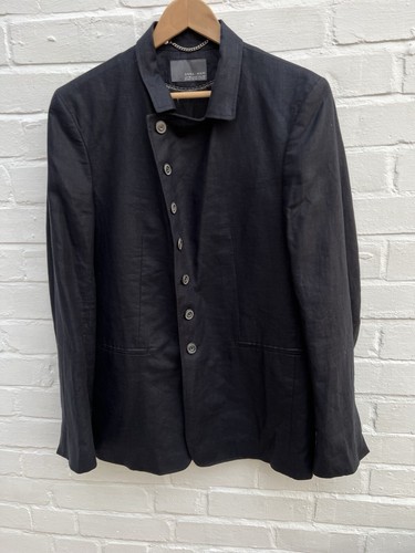 Zara Man Leinen Blazer Jacke Gr 48 UK 38 dunkelblau festlich Knöpfe Smart Party