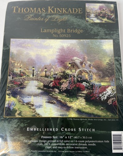 Kit Broderie Au Point De Croix Thomas Kinkade – Lamplight Bridge 50925, Scellé