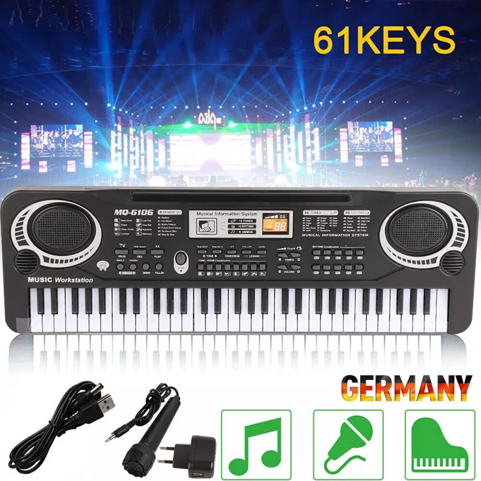 Einsteiger Keyboard E-Piano Kinder Piano keyboard 61 Tasten Mikrofon Geschenk - Bild 4 von 4