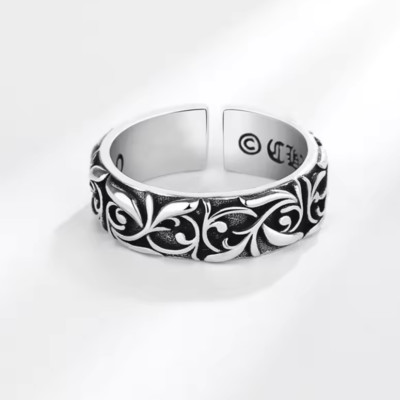 Retro Ring Ewige Rebe Silberfarben Punk Gothic Vintage Offener Ring für Herren Damen