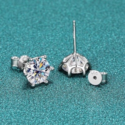 2 kt Ohrringe Weißgold & Geschenkbox Laborgefertigter Diamant Test bestanden