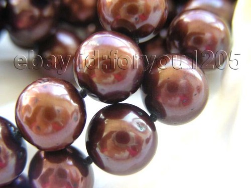 36" Genuine Natural 11mm Round Chocolate Pearl Necklace #1968! - Picture 6 of 8