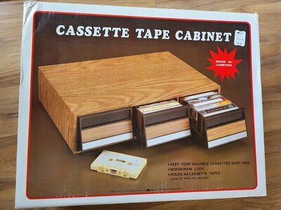 Vintage K-Mart Woodgrain Audio Cassette 42 Tape Cabinet