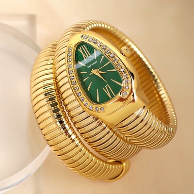 BIFANXI Watch Serpentine Bling Diamond Quartz Watches Women Snake Bracelet
