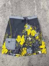 Vtg Nike Swim Trunks Men XL Yellow Floral Diverge Board Shorts Beachy 90s 00s