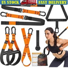 Suspension Trainer Full Body Workout Kit Portable Adjustable Straps Home Gym New