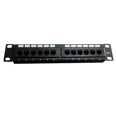 10'' 1U Rack Panel, Up to 12 RJ45 CAT6 UTP Powergreen Connectors