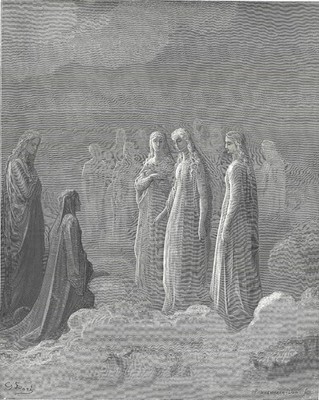 PICCARDA DONATI AND SOULS WHOSE VOWS HAD BEEN BROKEN 1903 Gustave Doré ENGRAVING