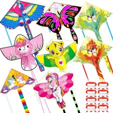 8 Pack Kites for Kids Large Unicorn Cute Bird Butterfly Bear Jellyfish Kite E...