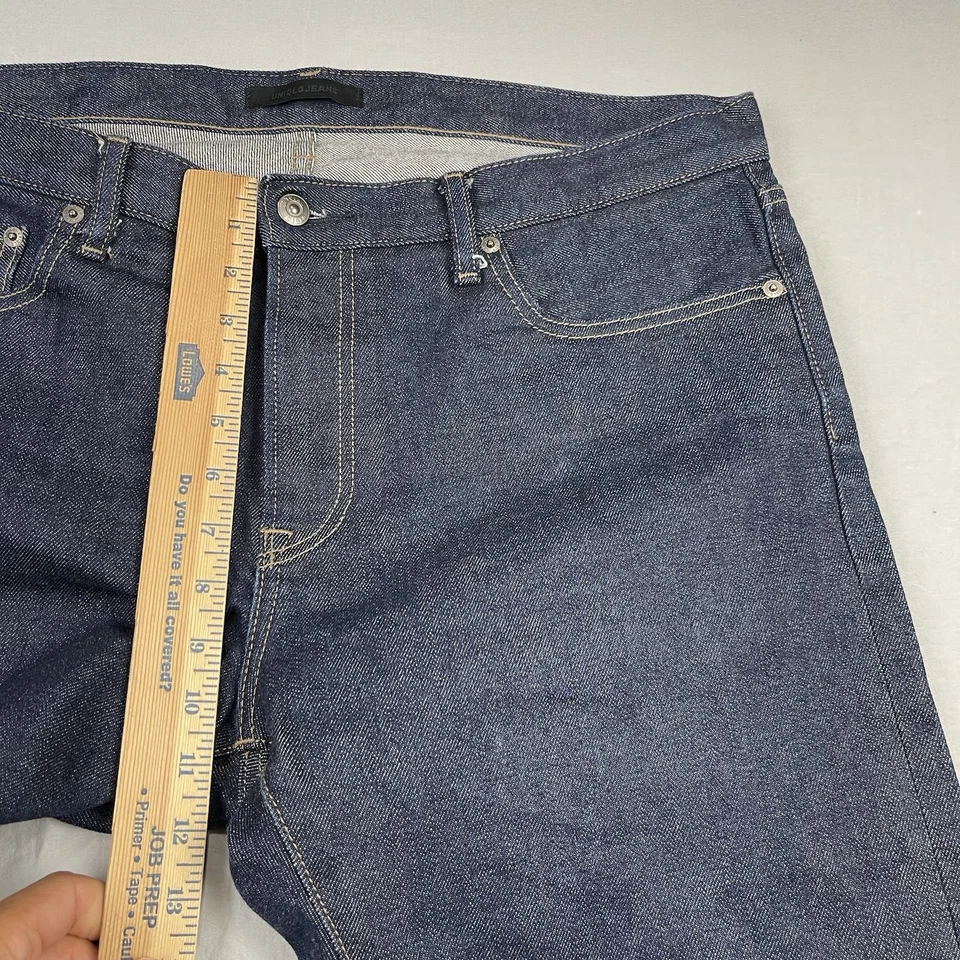 Jeans Uniqlo Ribete Para Hombre 38x32 Ajustados Rectos Denim Kaihara Japonés Elastizado Foto 4 de 4