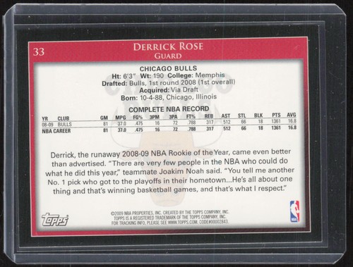 2009-10 Topps #33 Derrick Rose - Foto 2 di 2