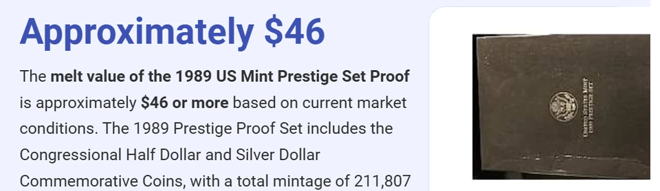 1989 US Mint Prestige Set Proof with box and COA - Image 2 of 2