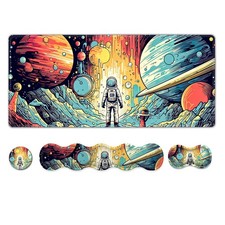 Desk Mat Set, Pad with Wrist Rest Keyboard Wrist Rest Large Mat Coaster, 4...