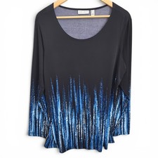 Susan Graver Top Womens Large Blue Liquid Kni...