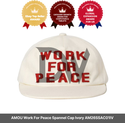 AMOU Work For Peace 5pannel Cap Ivory AM26SSAC01IV / Express / Original
