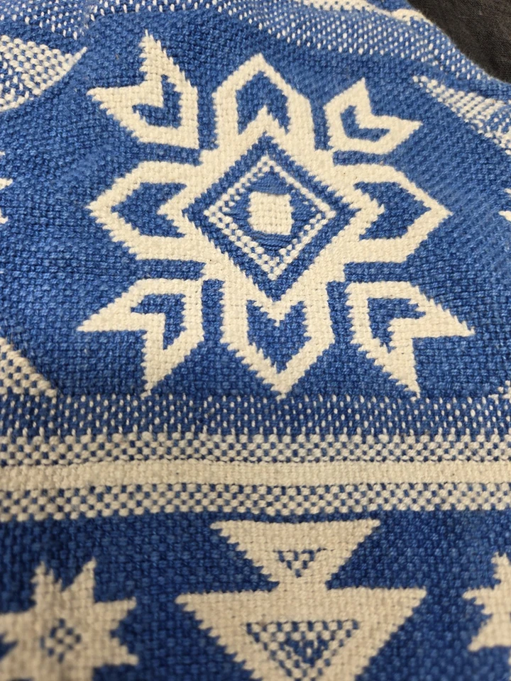 Vintage Embroidered Vest Blue And White Wooden Clasps Sante Fe Hippy 60s Rad - Image 4 of 4