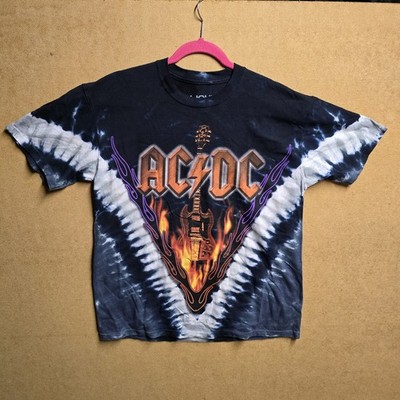 AC/DC Hells Bells T Shirt Liquid Blue Oz Rock n Roll Tie Dye LP tee M AOP