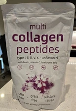 Collagen Peptides Multi-Type I, II, III, V, X Unflavored  1 Lb Dietary Supp